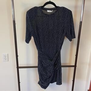 Mango Gray Asymmetrical Ruched Mini Dress